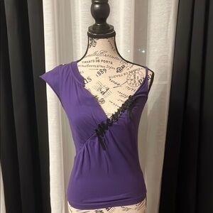 Purple Sleeveless Top with Black Accents